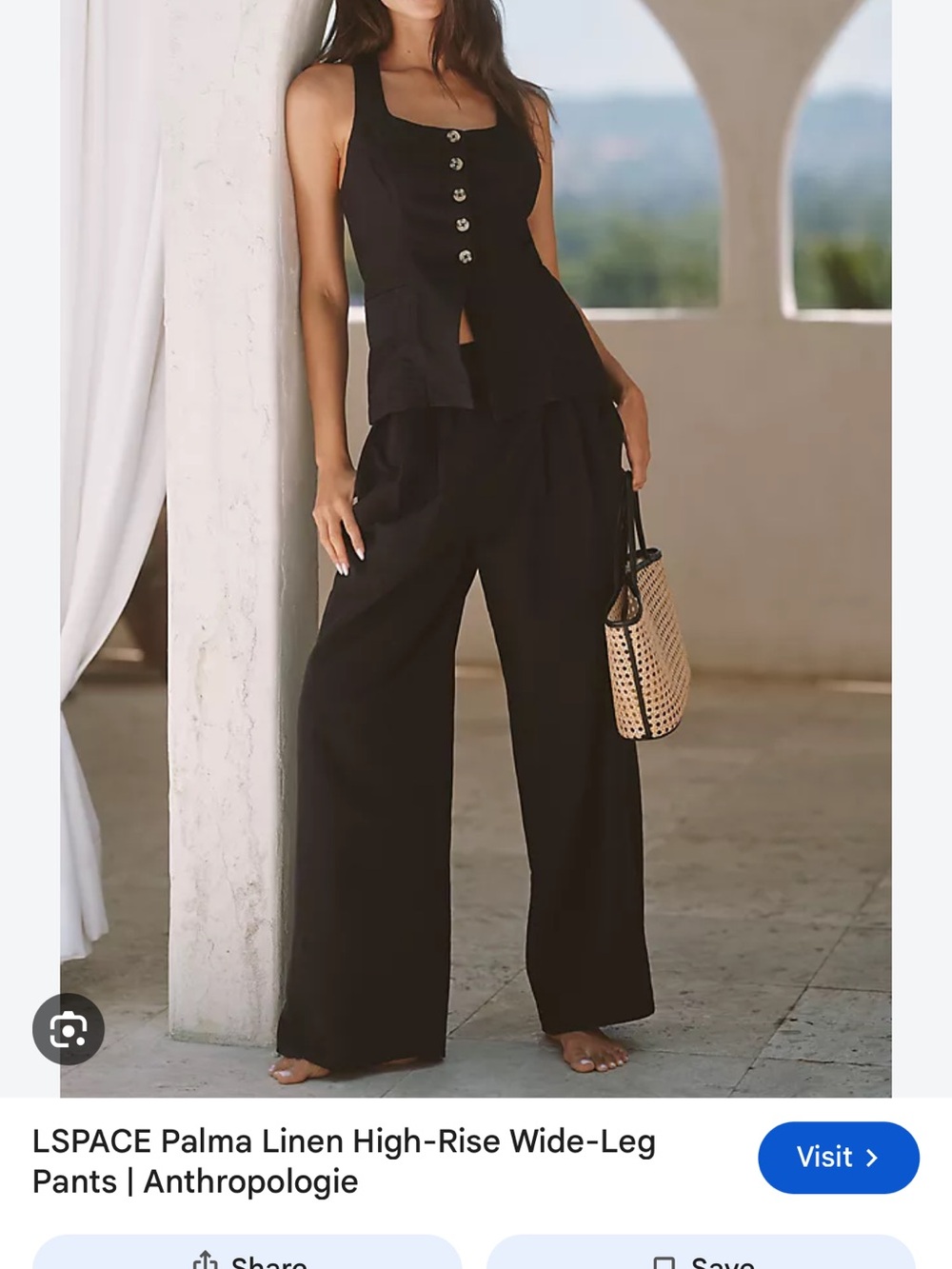 l*space Palma Wide-Leg Linen Pants in Black
